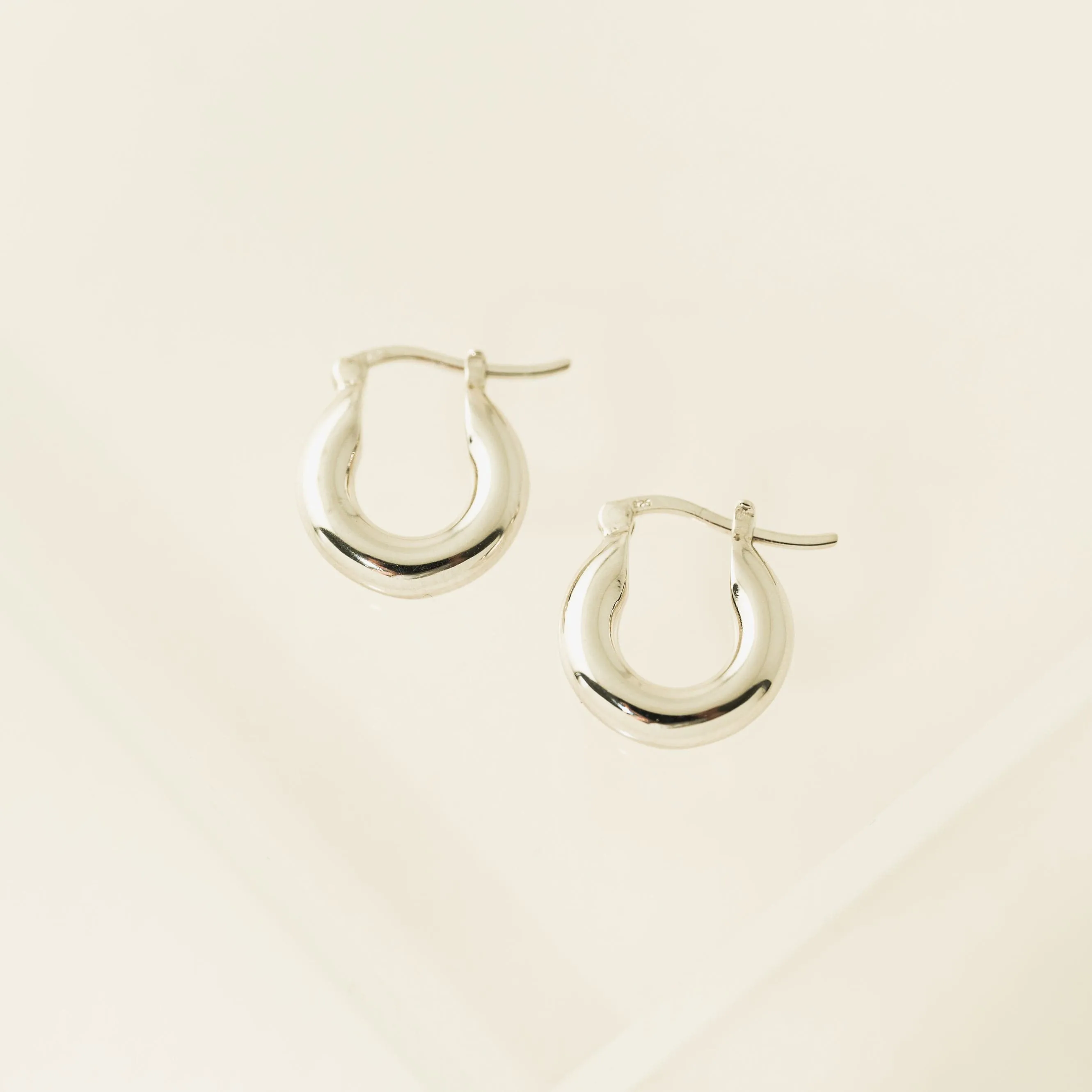 Chunky Hinge Hoop Earrings Silver