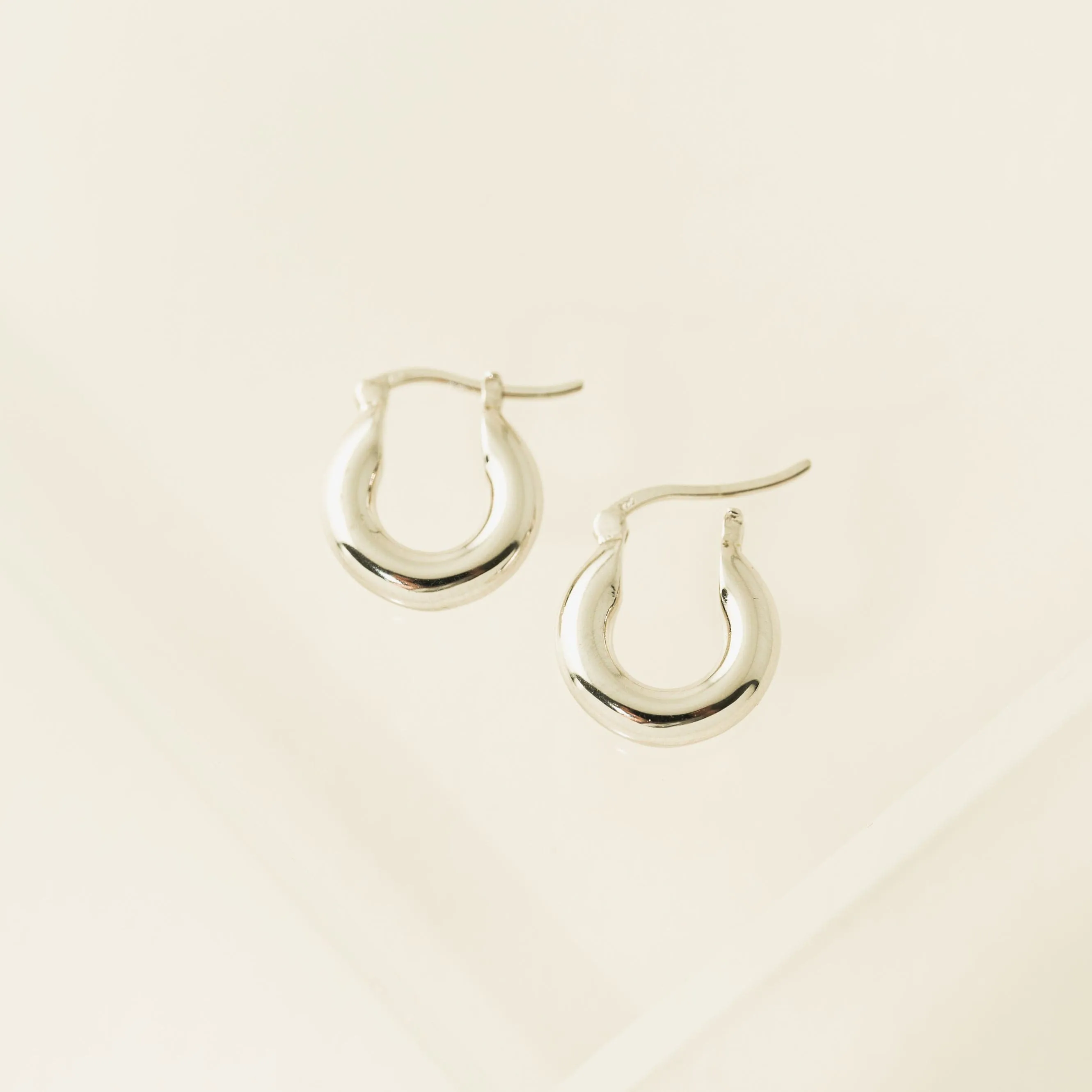 Chunky Hinge Hoop Earrings Silver