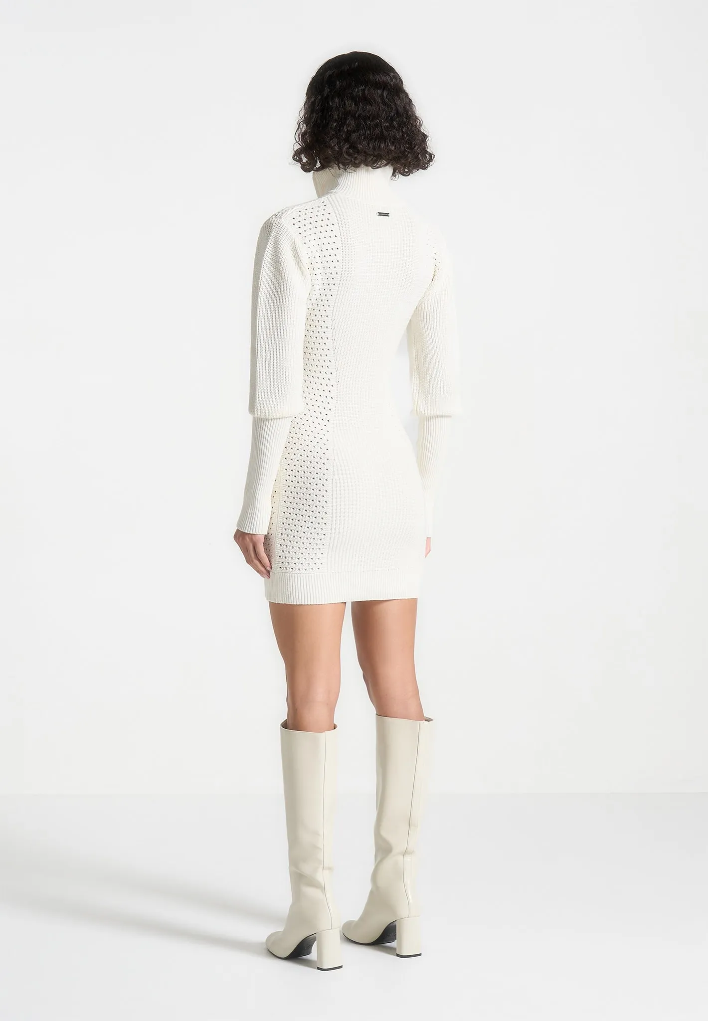 Chunky Knit Contour Jumper Dress - Off White