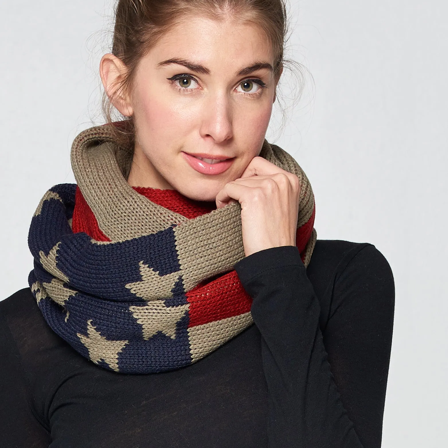 Chunky Knit Patriotic Infinity Scarf