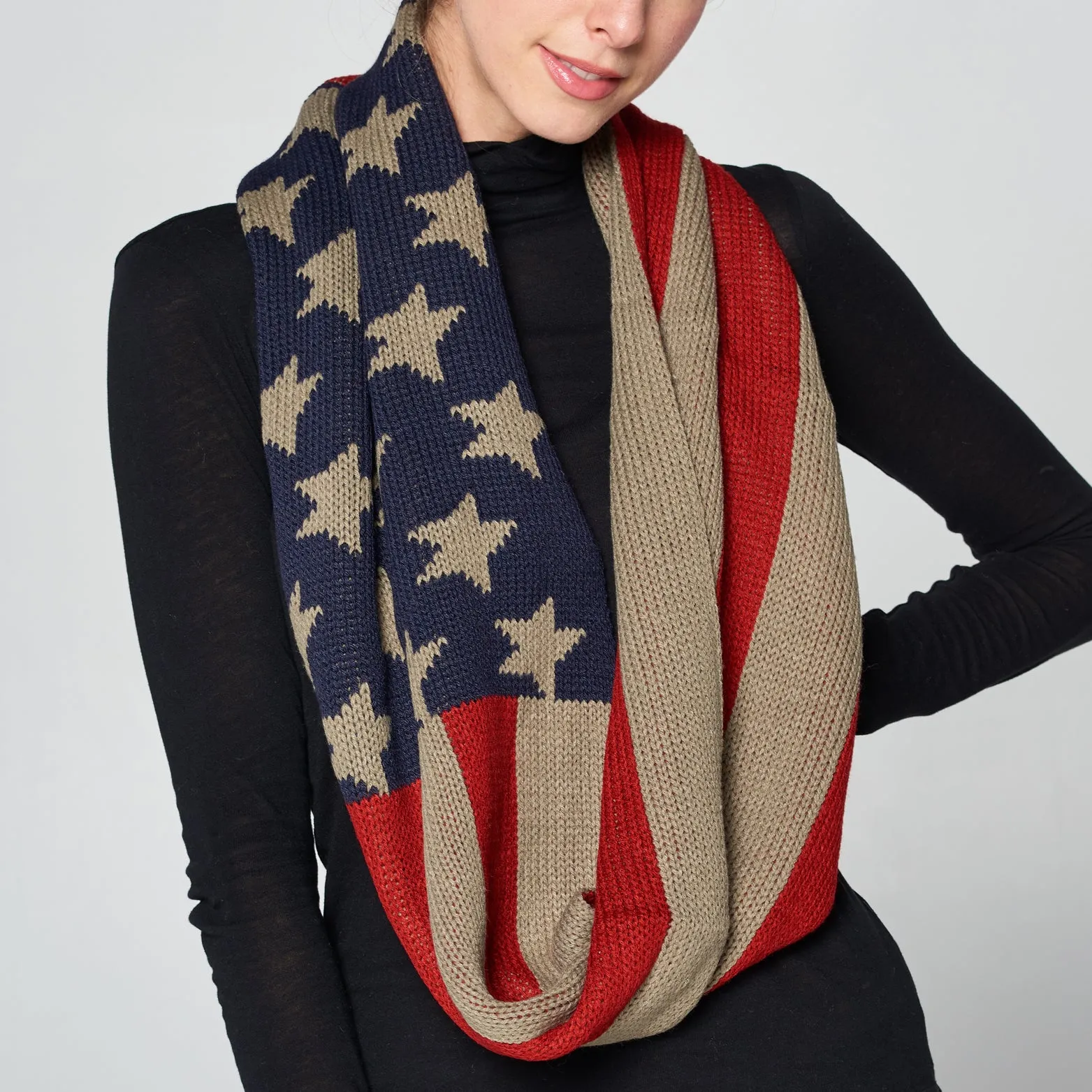 Chunky Knit Patriotic Infinity Scarf