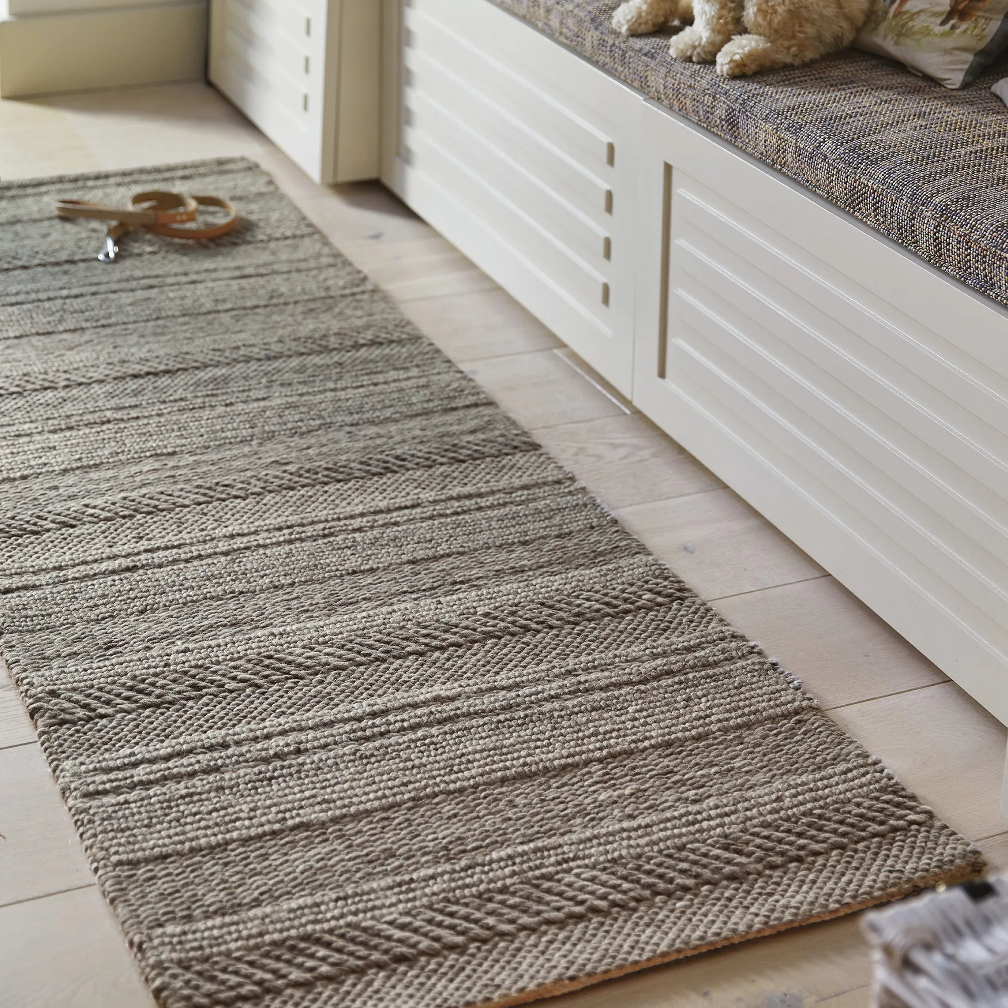 Chunky Knit Rug Grey/Natural