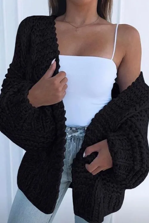 Chunky Oversized Cable Knit Baggy Sleeve Cardigan