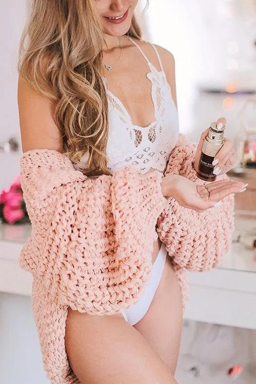 Chunky Oversized Cable Knit Baggy Sleeve Cardigan