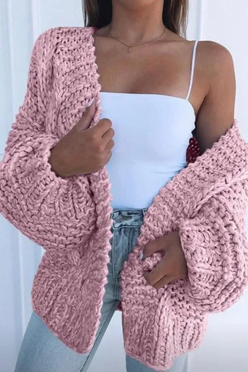 Chunky Oversized Cable Knit Baggy Sleeve Cardigan