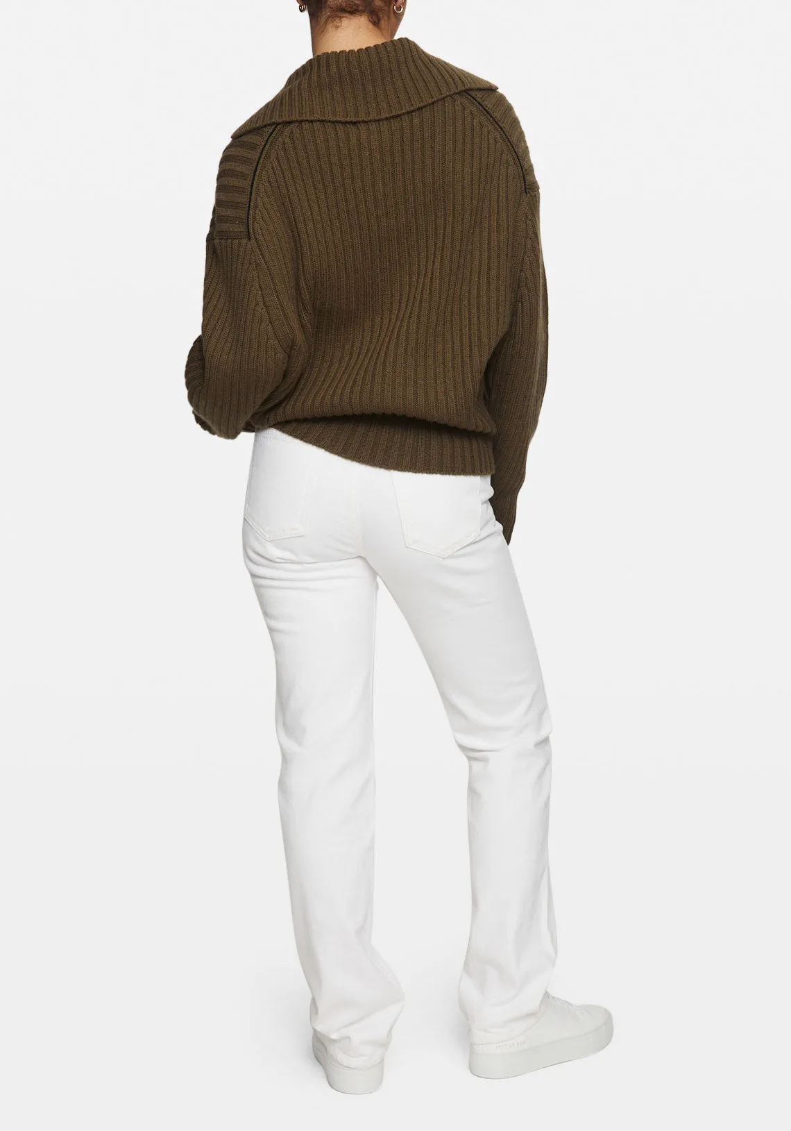 CHUNKY RIBBED POLO KNIT KHAKI