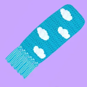 Chunky Turquoise Cloud Scarf with Mixed Tassels