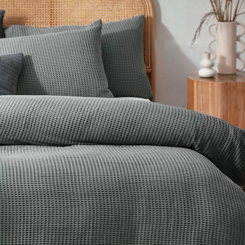 Chunky Waffle Duvet Cover Set Dusk