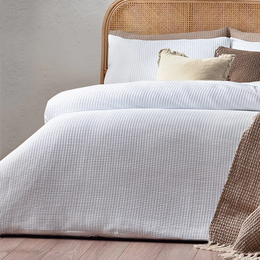 Chunky Waffle Duvet Cover Set White