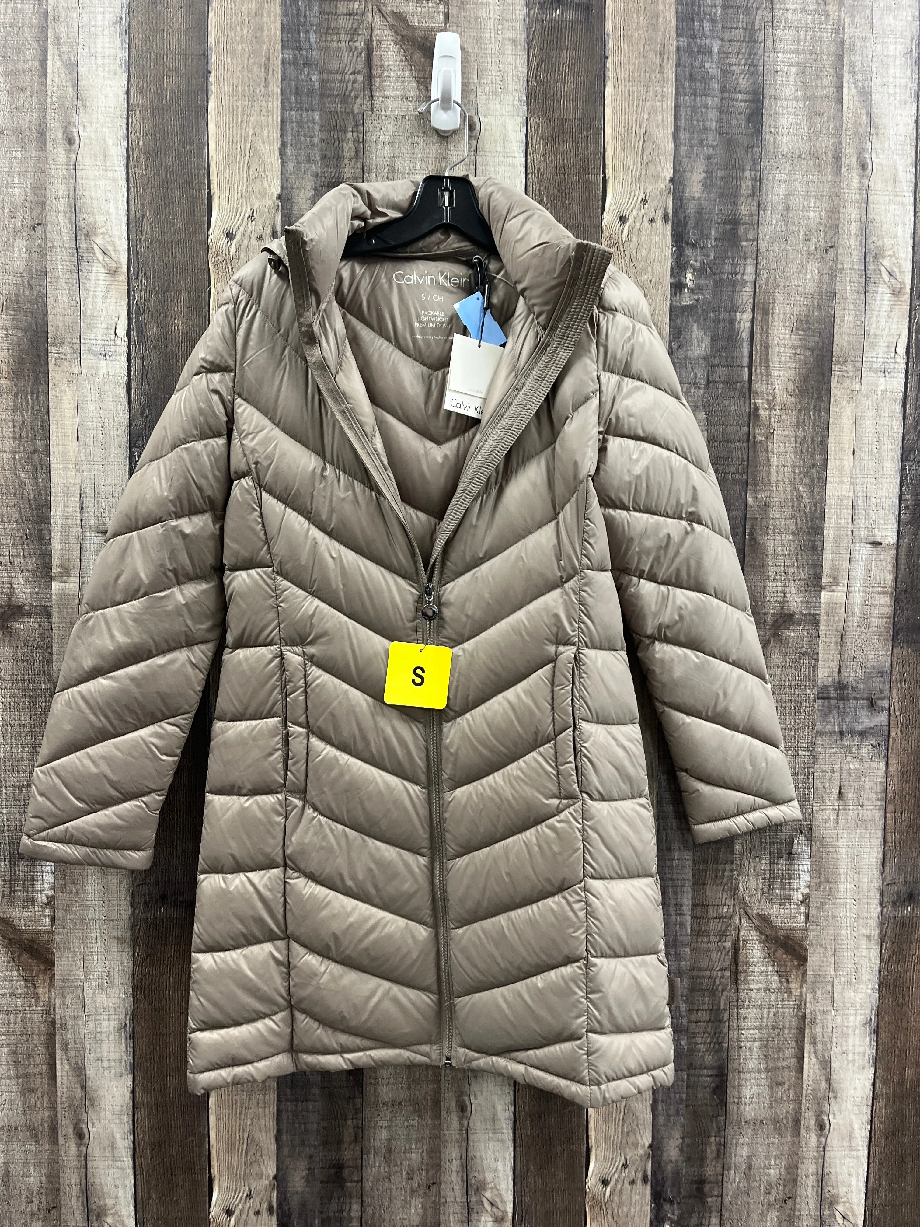 Coat Puffer & Quilted By Calvin Klein In Tan, Size: S