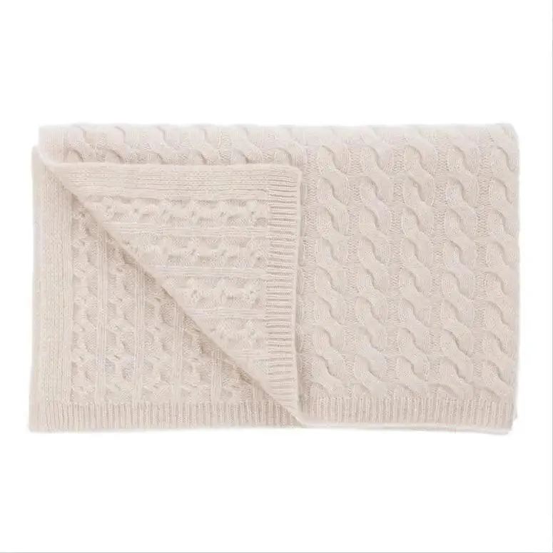 Cozy Cable 100% Cashmere Blanket