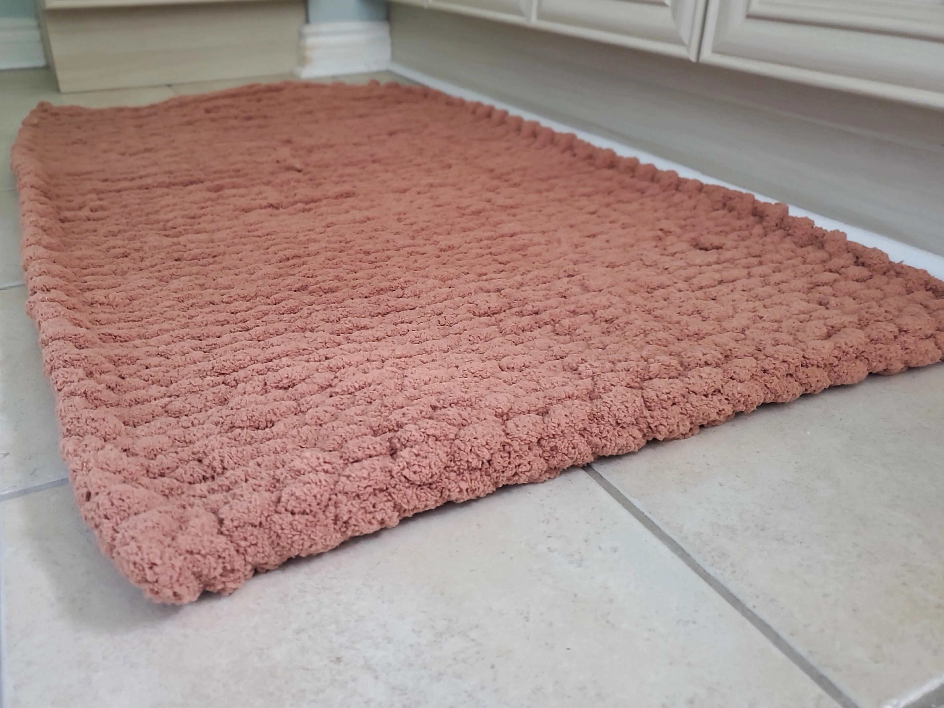 Custom Size 42x42 Luxurious Plush Chenille Wool Bathroom Mat