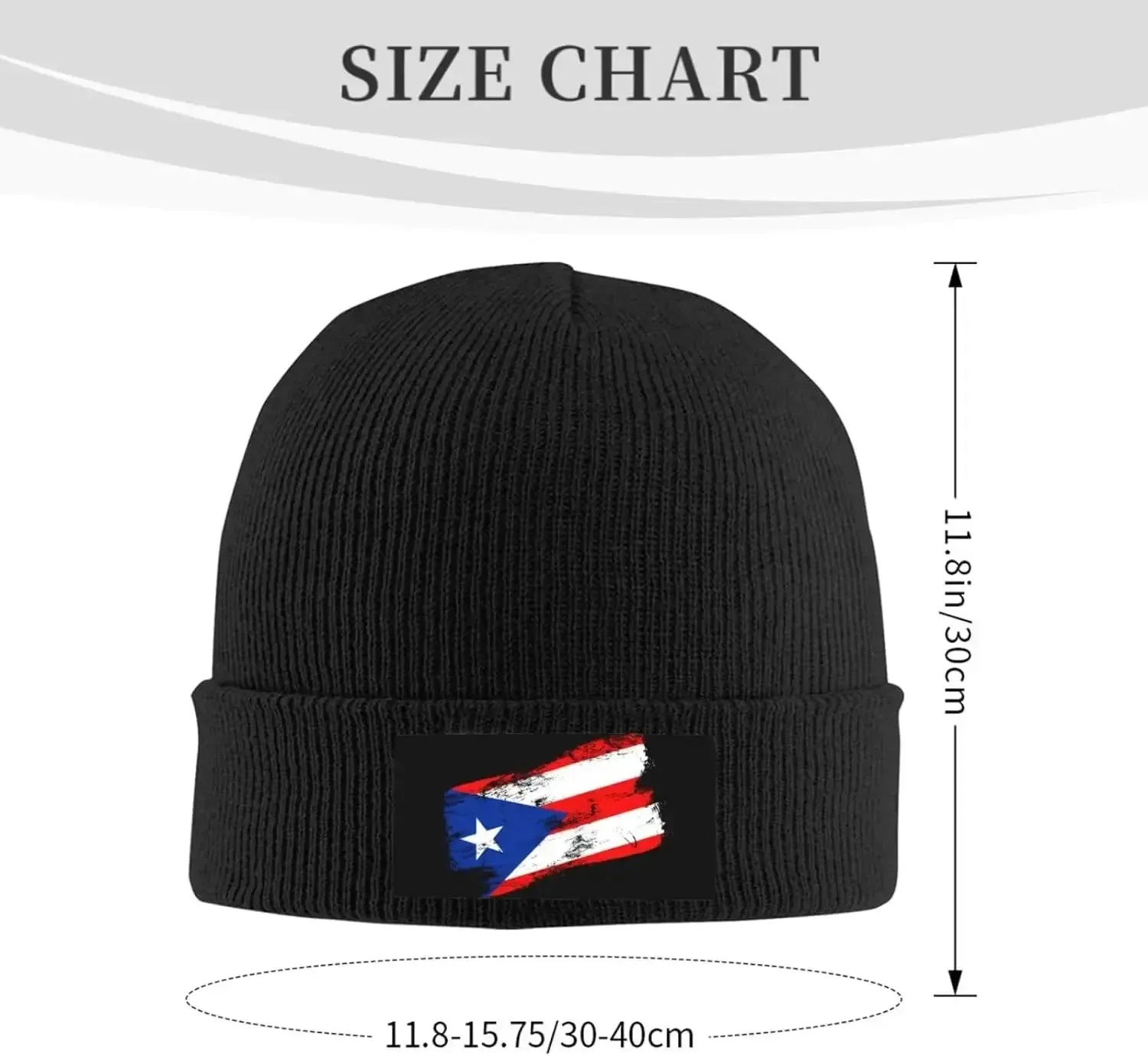 Cute Puerto Rico Flag Knit Beanie Hats for Women Men Soft Stretch Ski Skull Cap Slouchy Puerto Rican Winter Hat