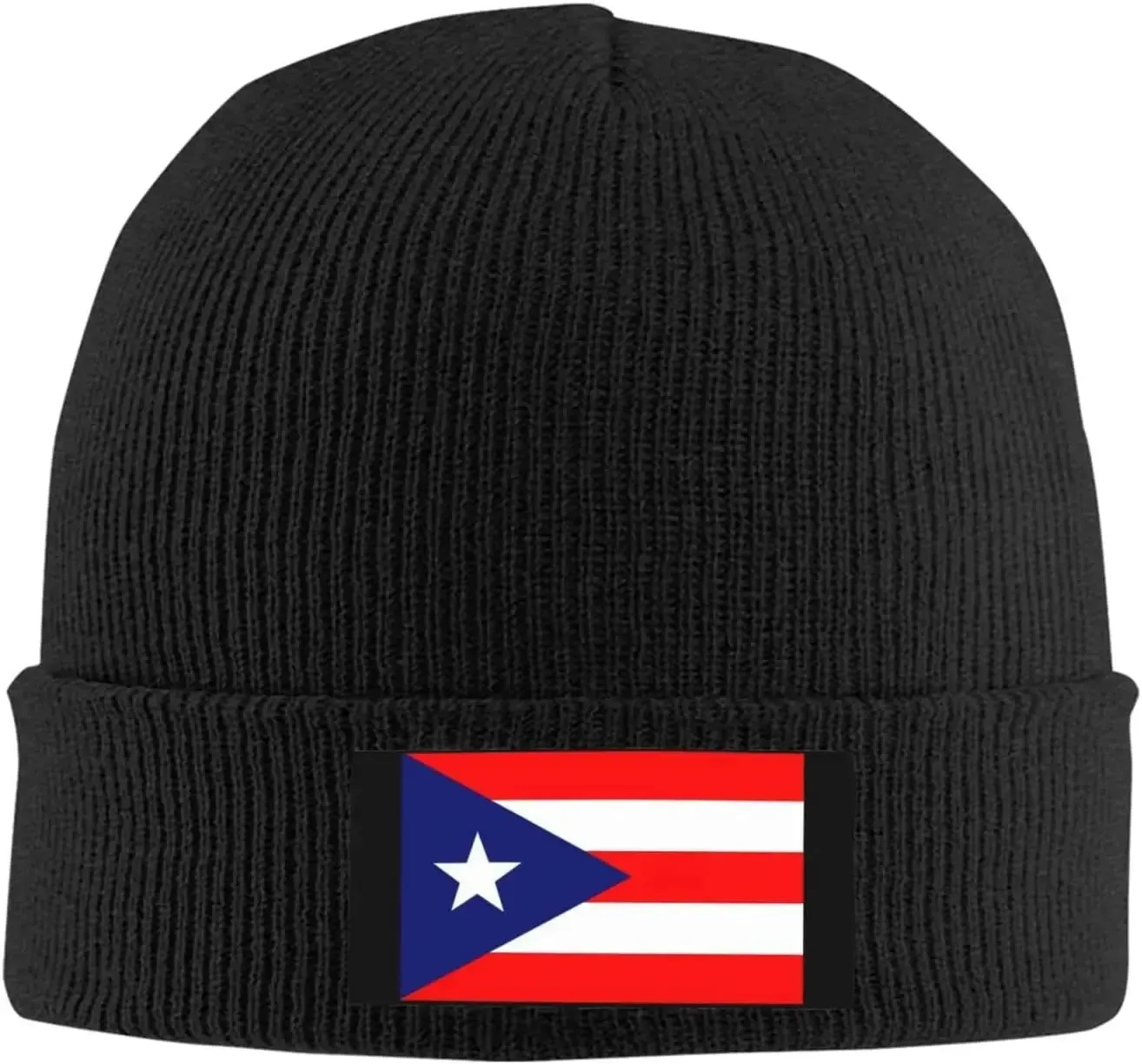 Cute Puerto Rico Flag Knit Beanie Hats for Women Men Soft Stretch Ski Skull Cap Slouchy Puerto Rican Winter Hat