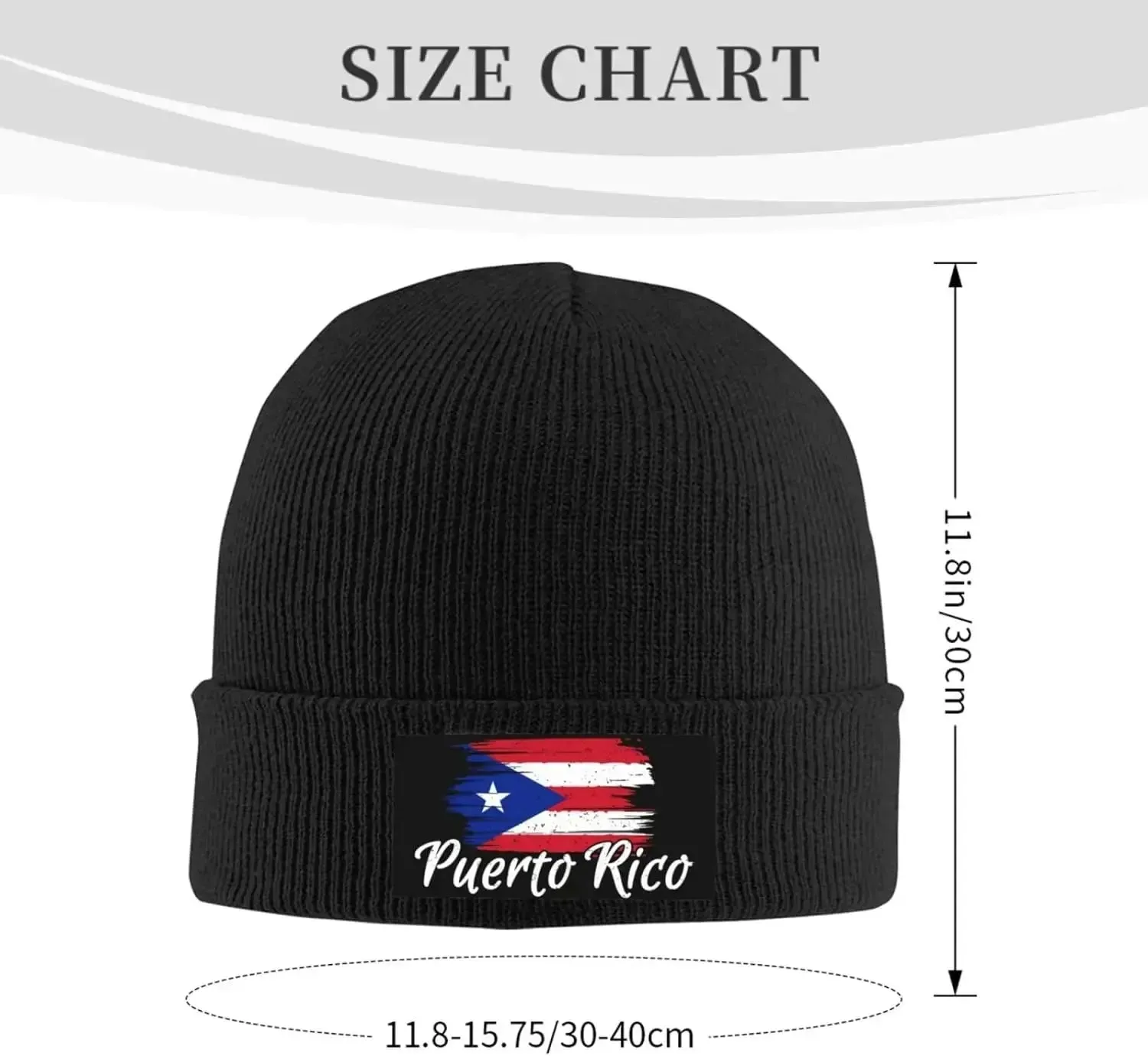 Cute Puerto Rico Flag Knit Beanie Hats for Women Men Soft Stretch Ski Skull Cap Slouchy Puerto Rican Winter Hat