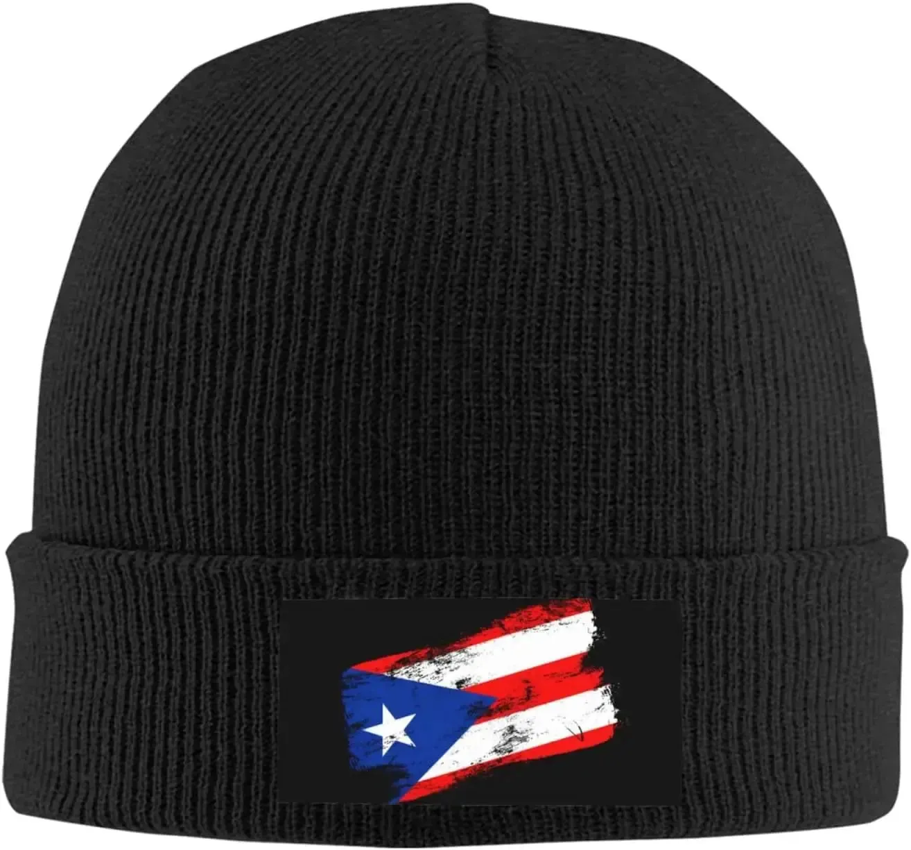 Cute Puerto Rico Flag Knit Beanie Hats for Women Men Soft Stretch Ski Skull Cap Slouchy Puerto Rican Winter Hat