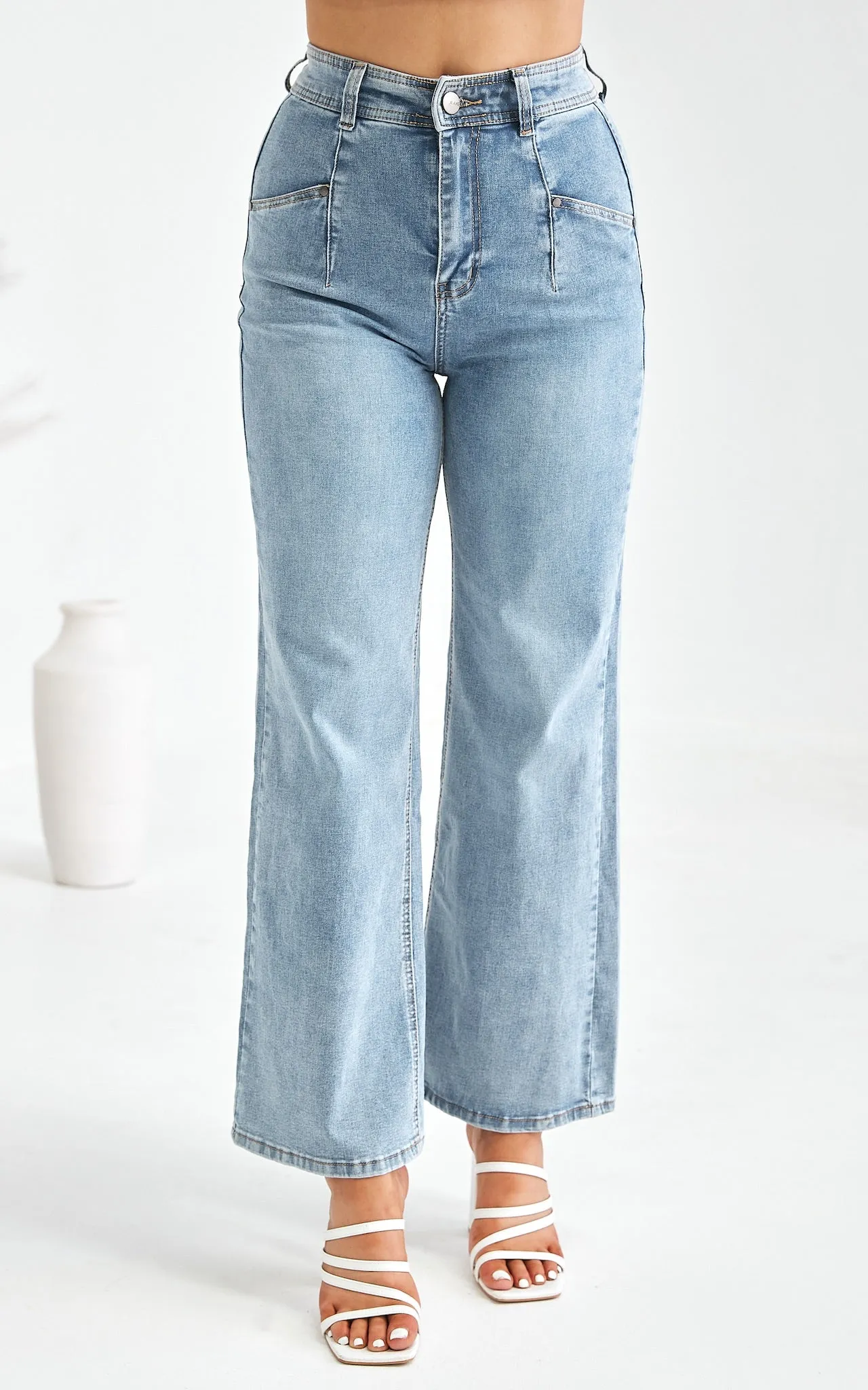 Cyrus Wide Leg Jeans - Blue Wash