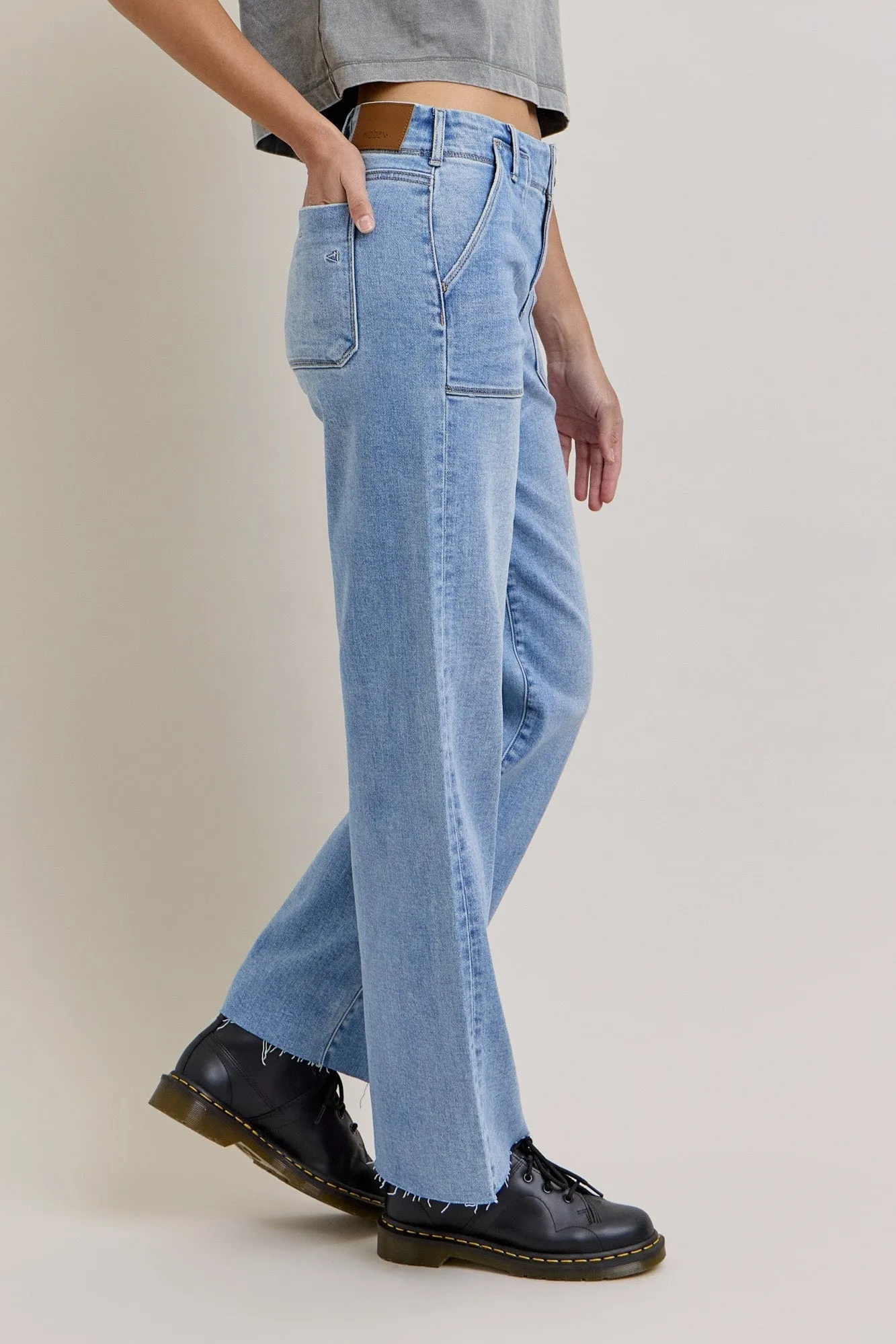 Dad Jean with Patch Pockets in Medium Wash