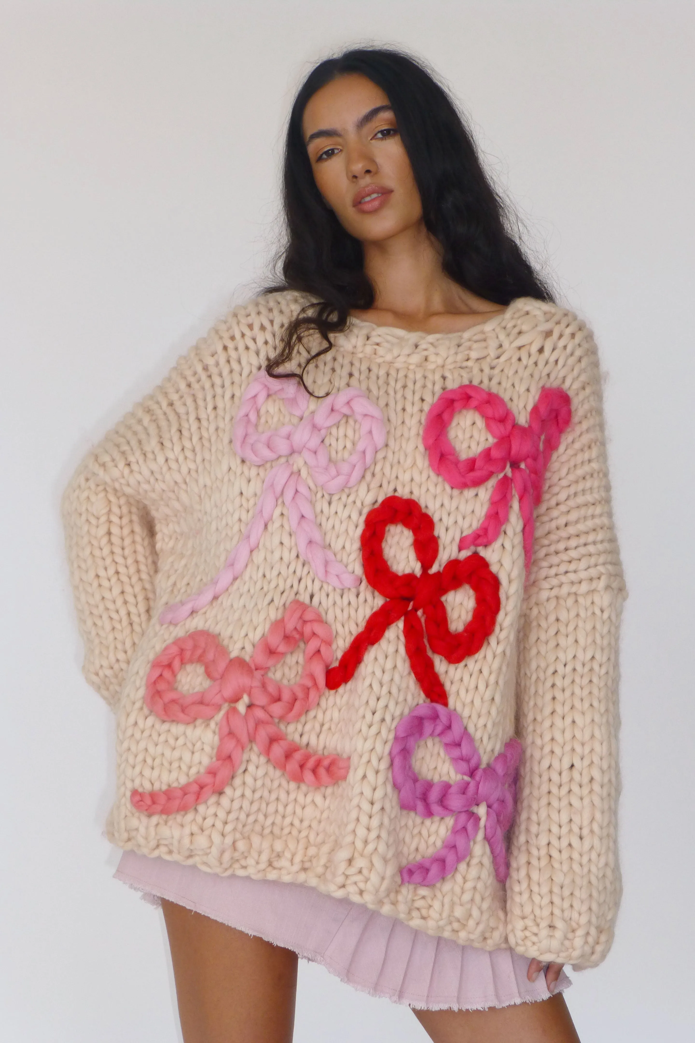 Daphne Chunky Bow Knit Sweater