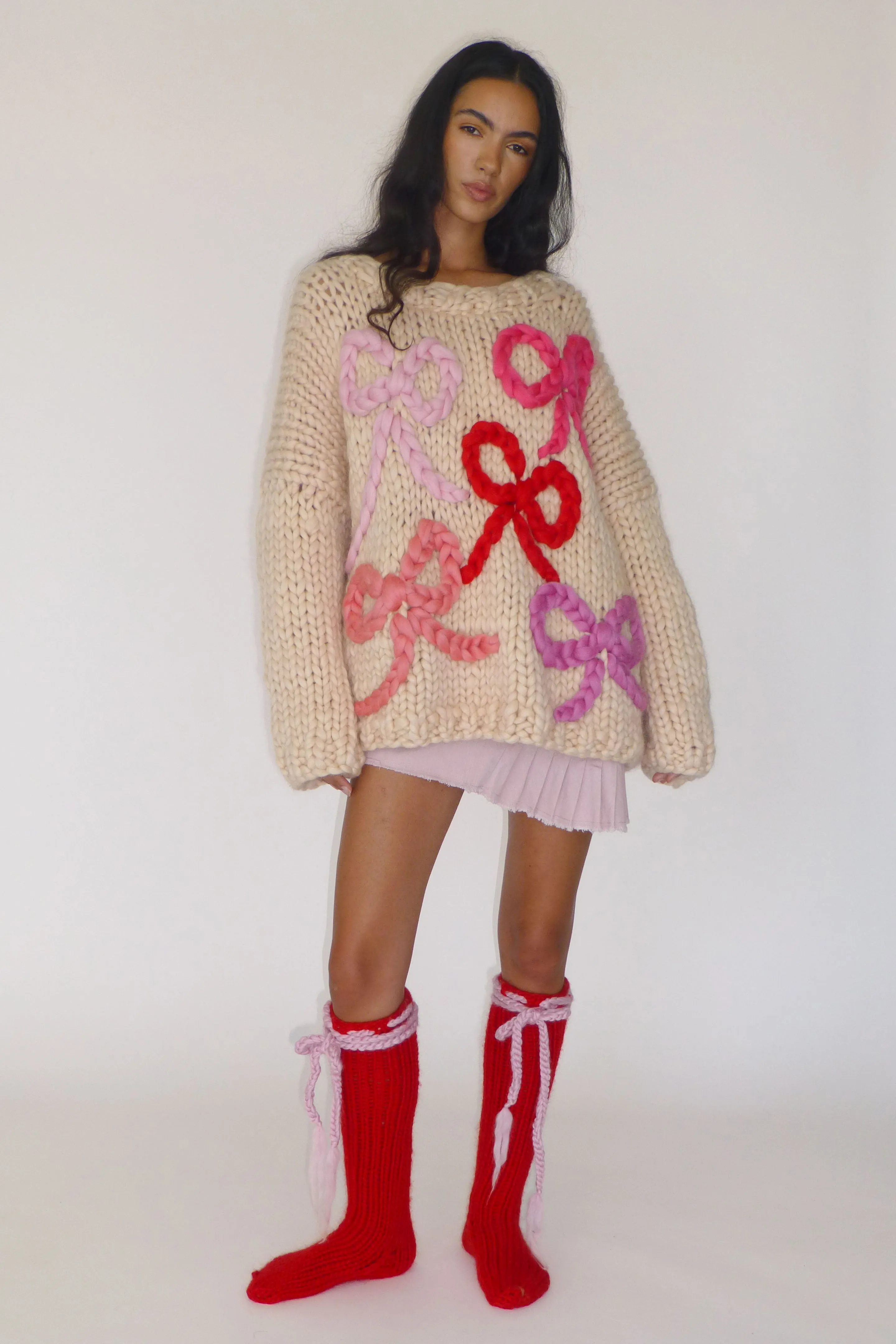 Daphne Chunky Bow Knit Sweater