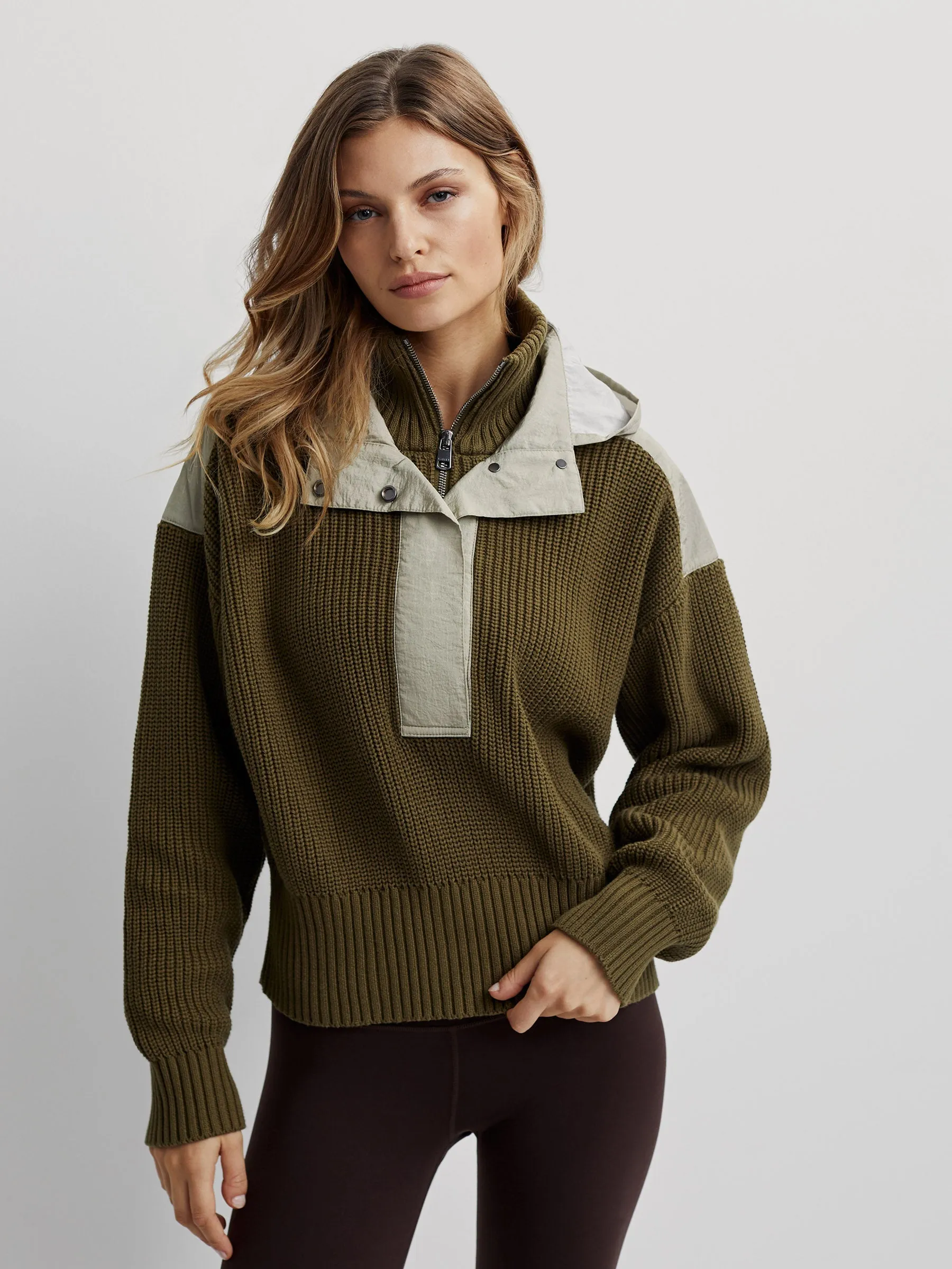 Dark Olive Mix Carter Half Zip Pullover