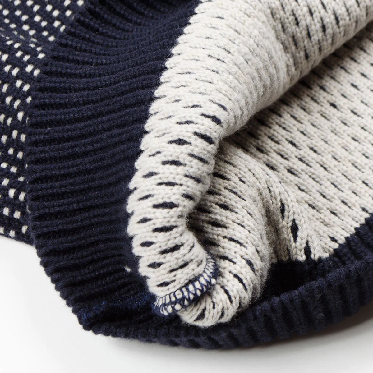 De Bonne Facture - Round-Collar Knit - Navy & Oatmeal