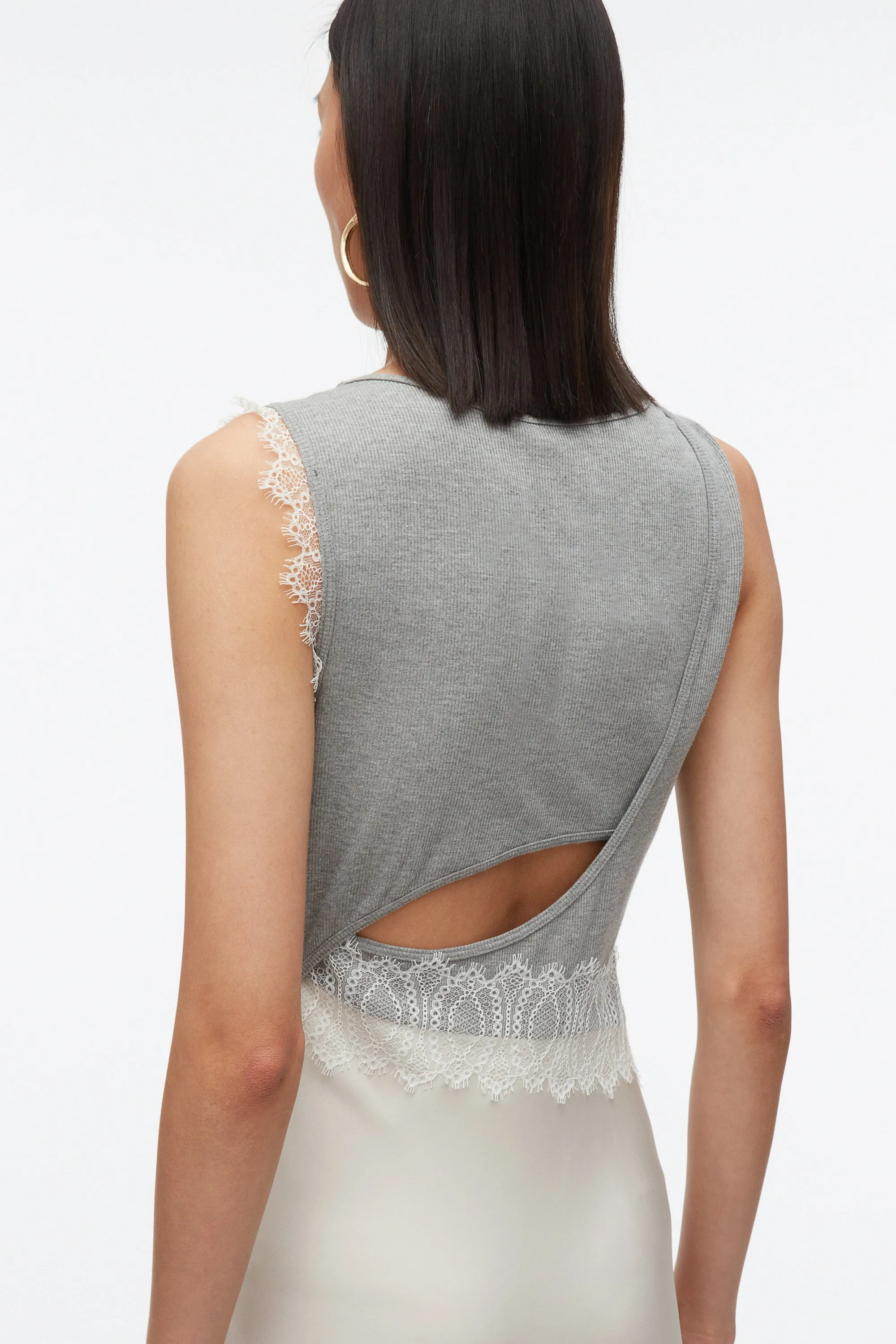 Deconstructed Tank Dress with Lace Trim