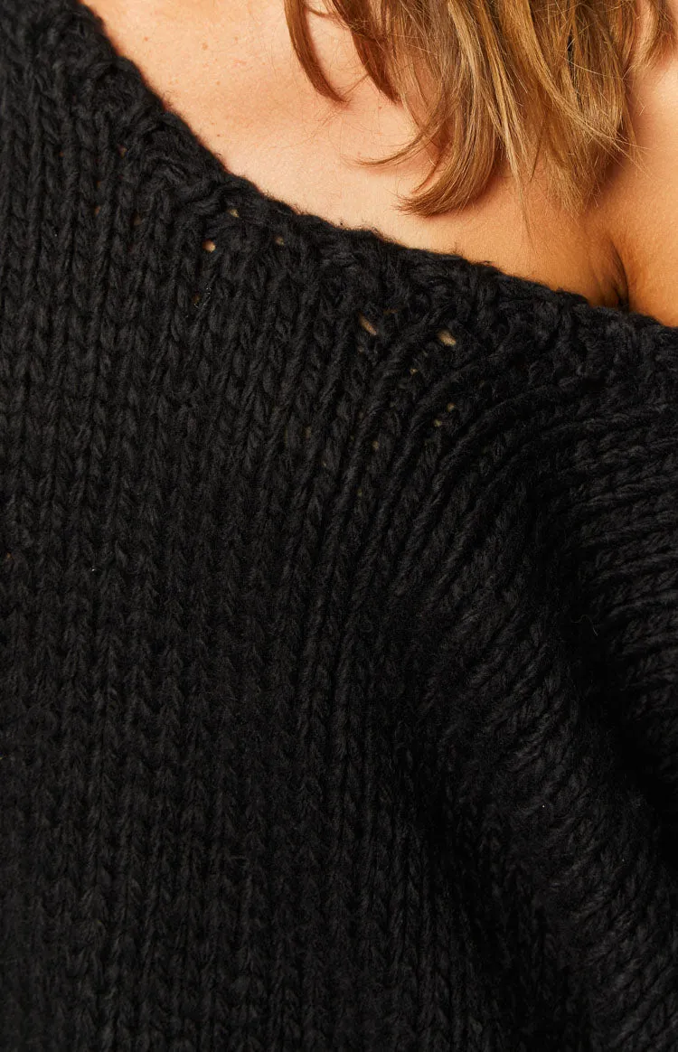 Delvey Black Chunky Knit Sweater