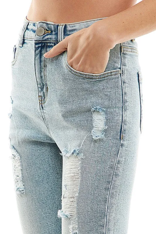 Destructed Cuffed Boyfriend Jean