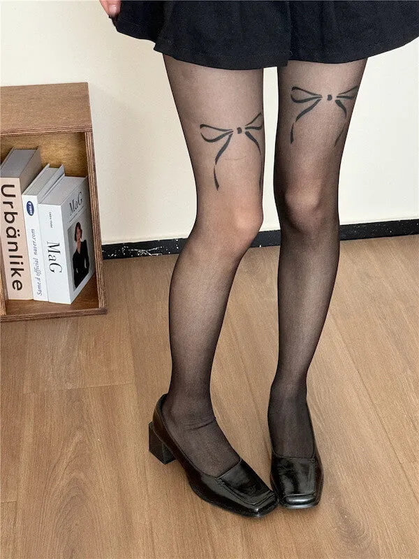 Doll bow tattoo tights