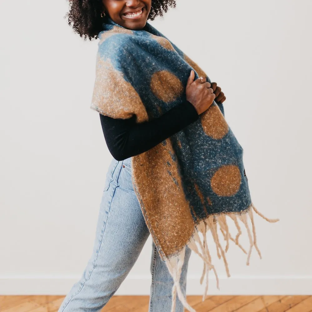 Dotted Two Tone Fringe Scarf