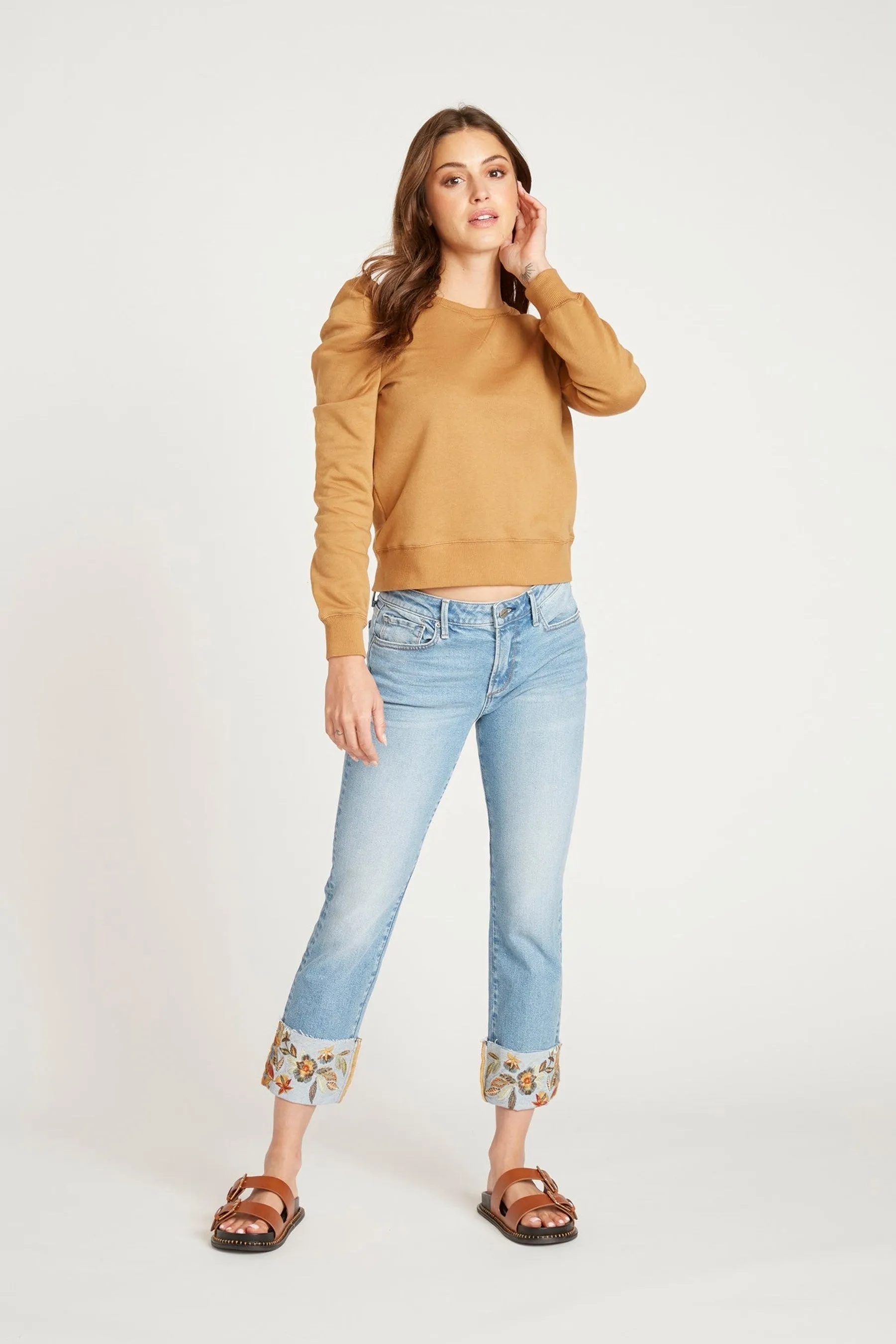 Driftwood Collette Feathery Leaf Crop Jean