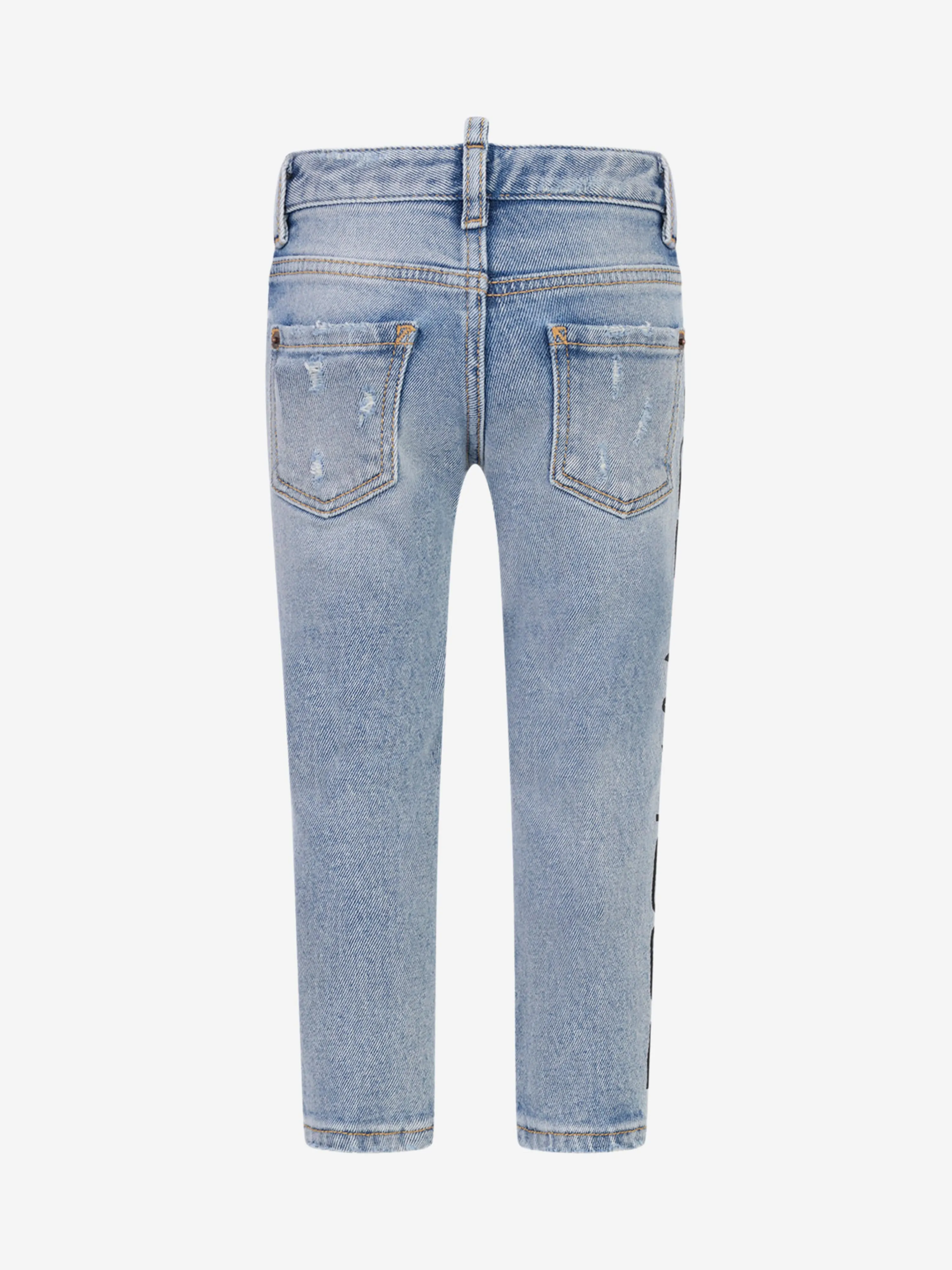 Dsquared2 Boys Jeans - Faded Distressed Denim Logo Jeans