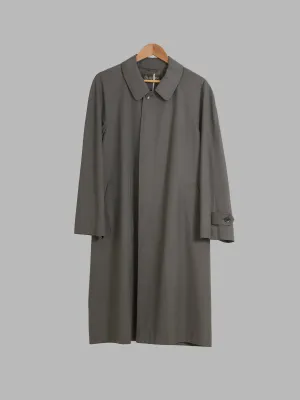 D'URBAN khaki grey wool silk covered placket mackintosh coat - S M L