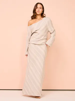 Faithfull The Brand Sao Paulo Skirt in Sand/Sky Blue Stripe