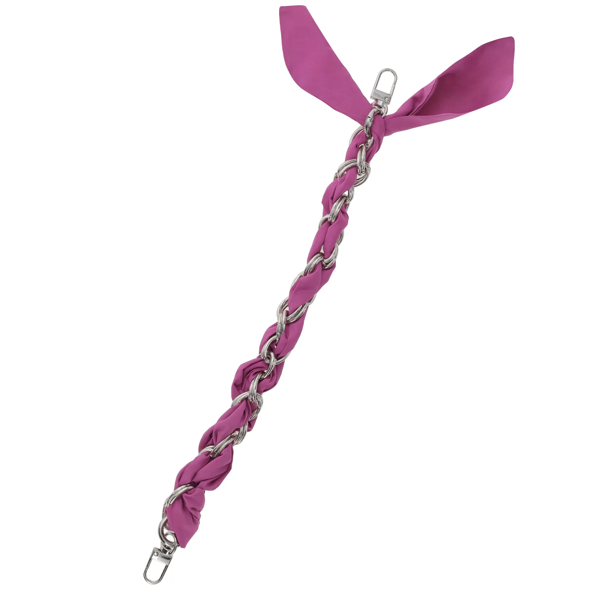 FashionStix Luxury PurplePink Silk Satin scarf with Chain Wrist Strap with Clip Holder