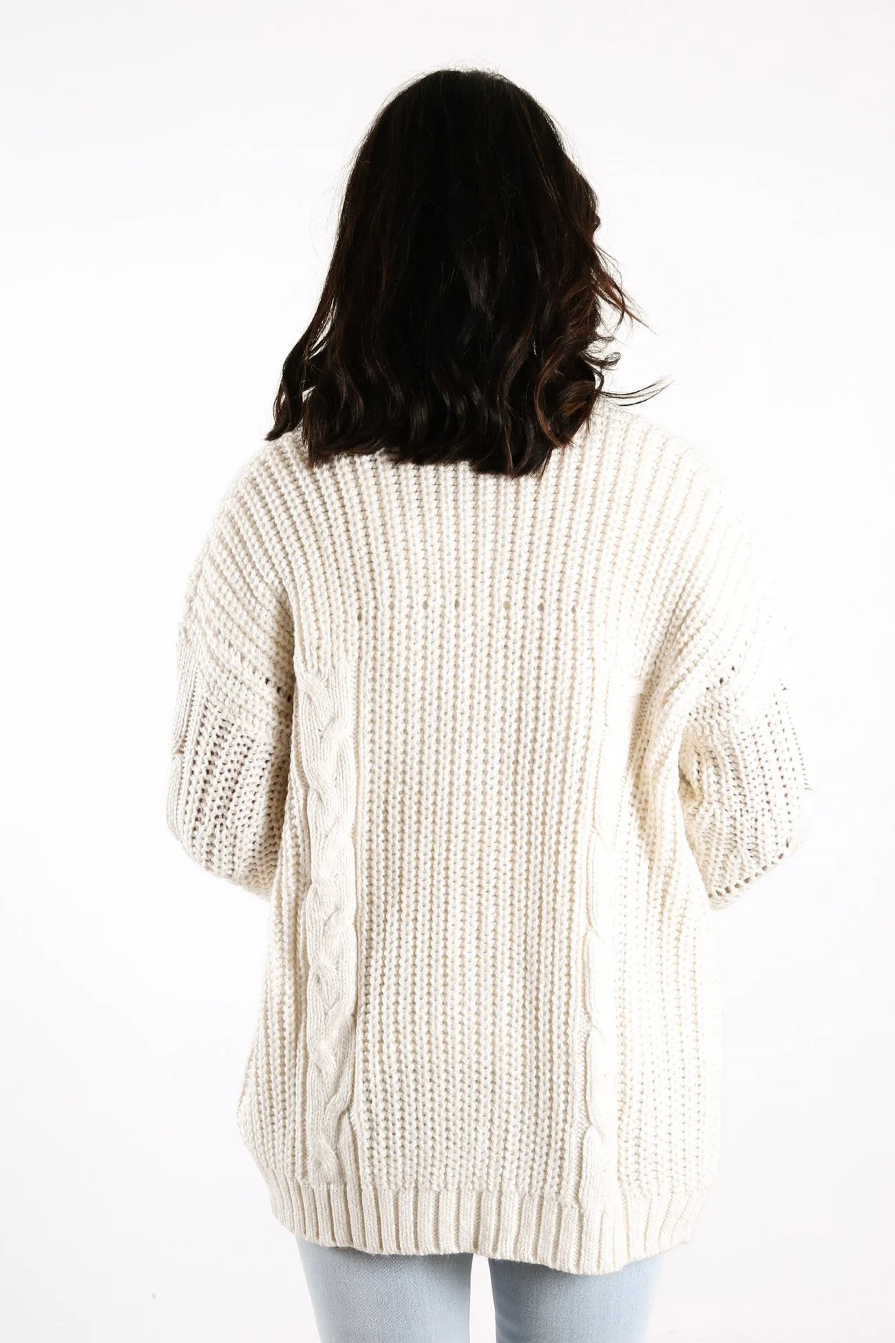 Folktale Chunky Knit Cardigan Whisper White