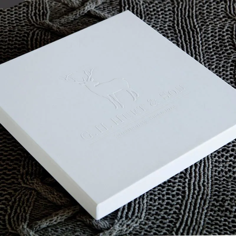 G.H.Hurt & Son Luxury White Embossed Gift Box Large - White