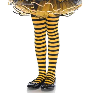 Girl's Stripe Tights Black / Yellow