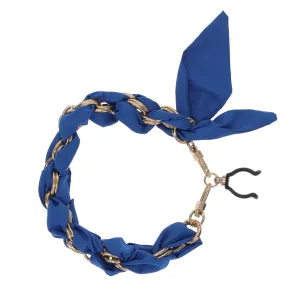 Gold Chain Wrist Strap - Luxury Blue Silk Satin scarf for 18mm-25mm canes