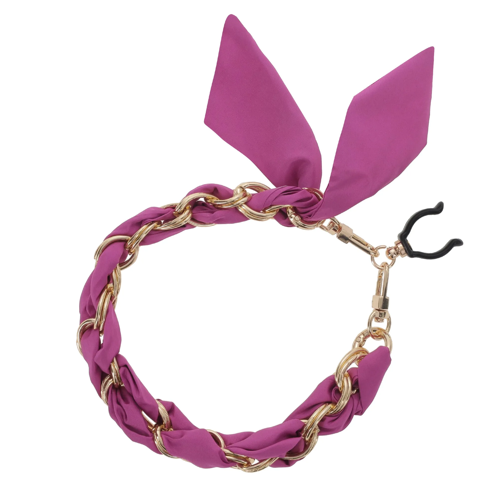 Gold Chain Wrist Strap - Luxury Purple Pink Silk Satin Scarf for 18-25mm canes