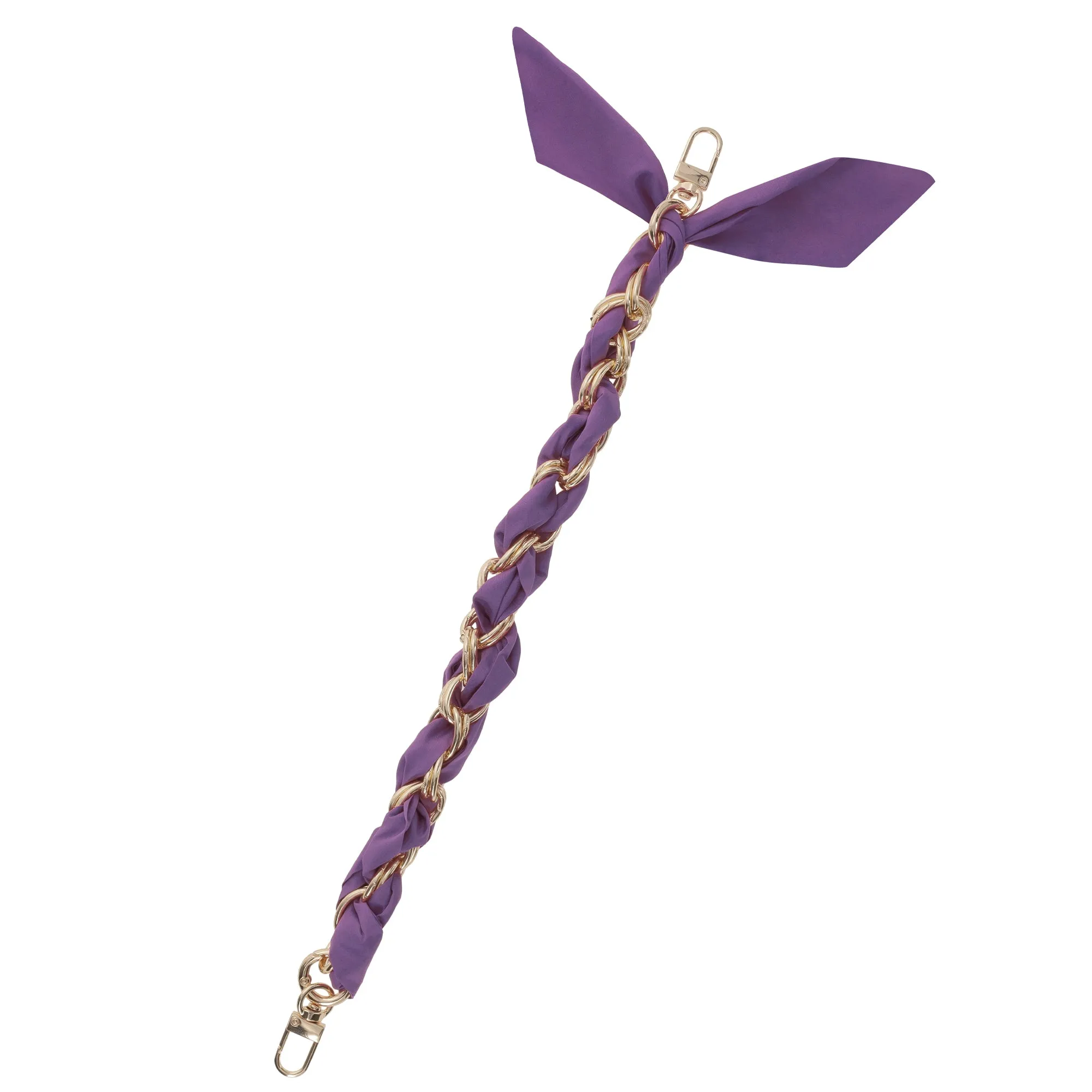 Gold Chain Wrist Strap - Luxury Purple Silk Satin Scarf for 16mm-18mm canes