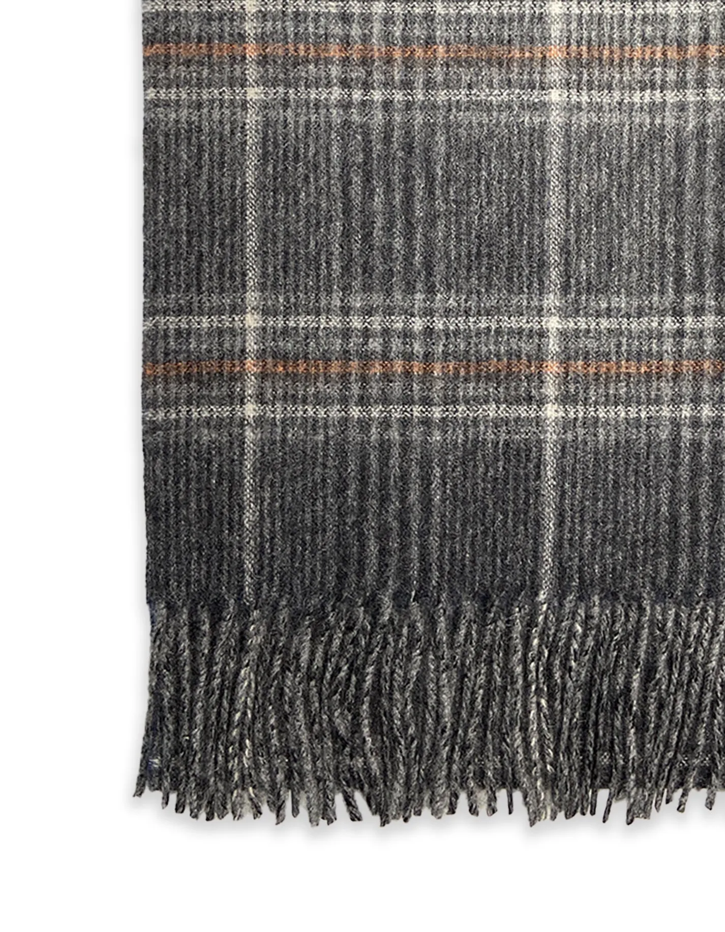 Grey & Brown POW Check Wool Scarf