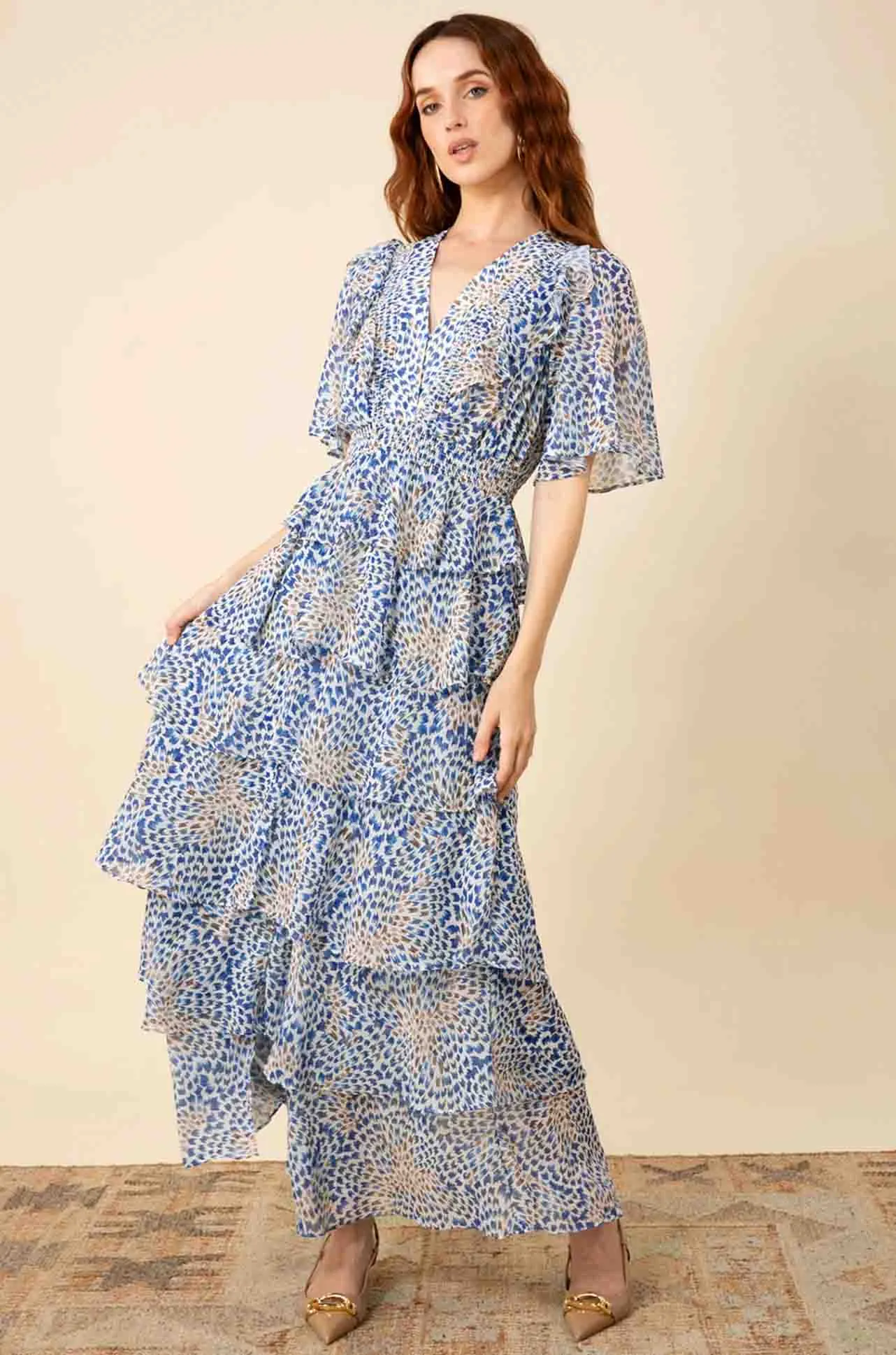 Hale Bob - Ainsley S/S Tiered Maxi Dress in Blue