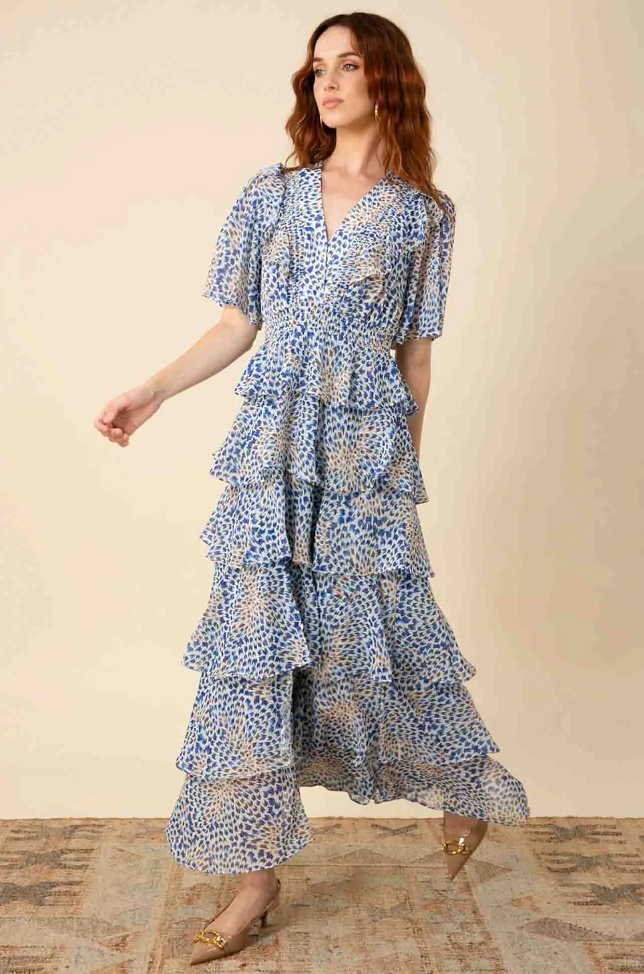 Hale Bob - Ainsley S/S Tiered Maxi Dress in Blue