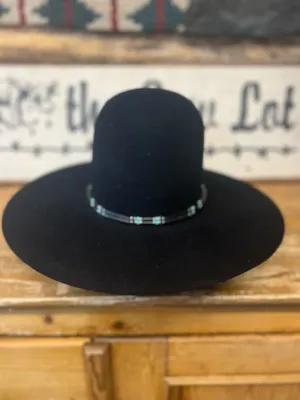 Hat Band | 2 Strand Black Bone w/ Turquoise Accents and Tie