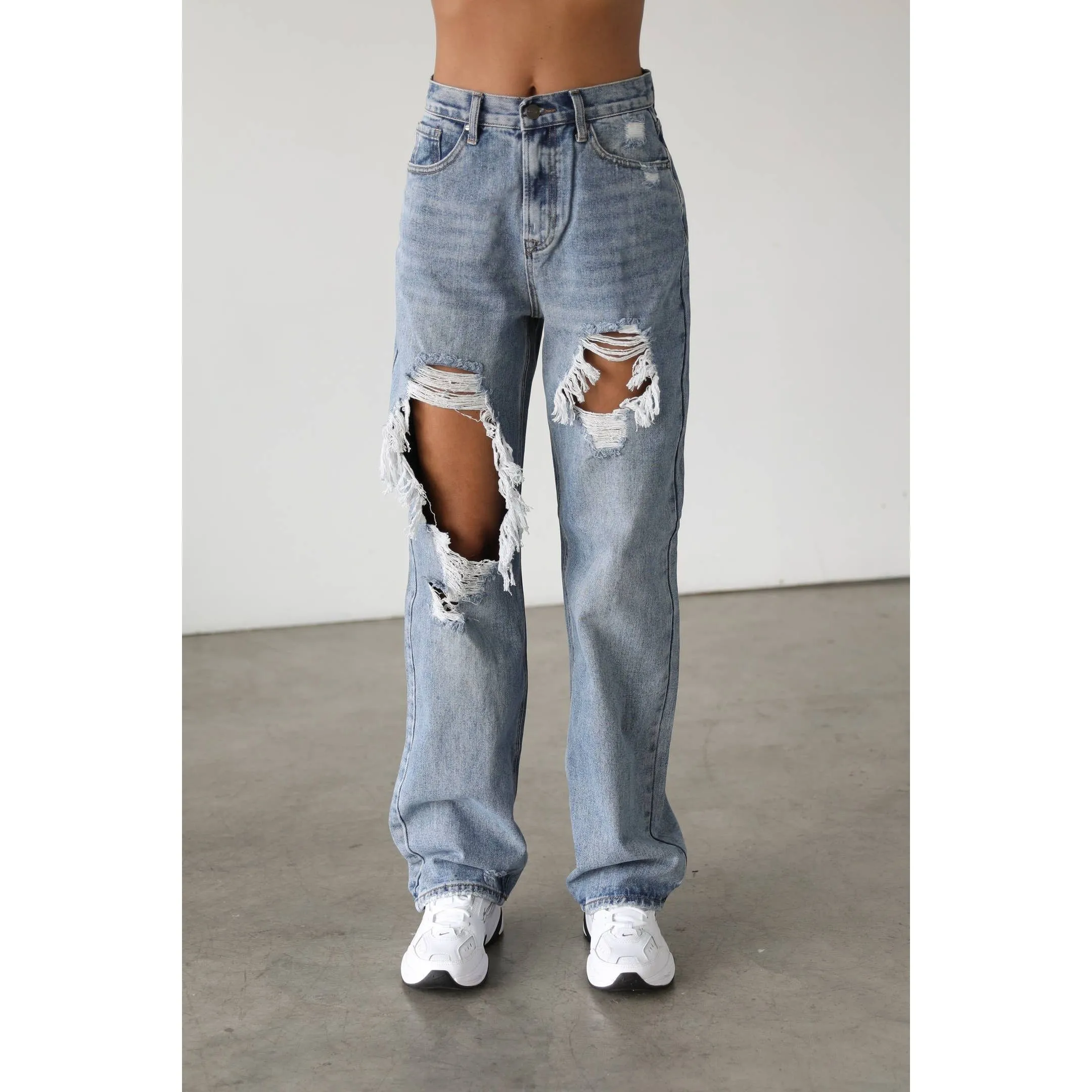 High Rise Straight Wide Leg Denim Jeans- 7112