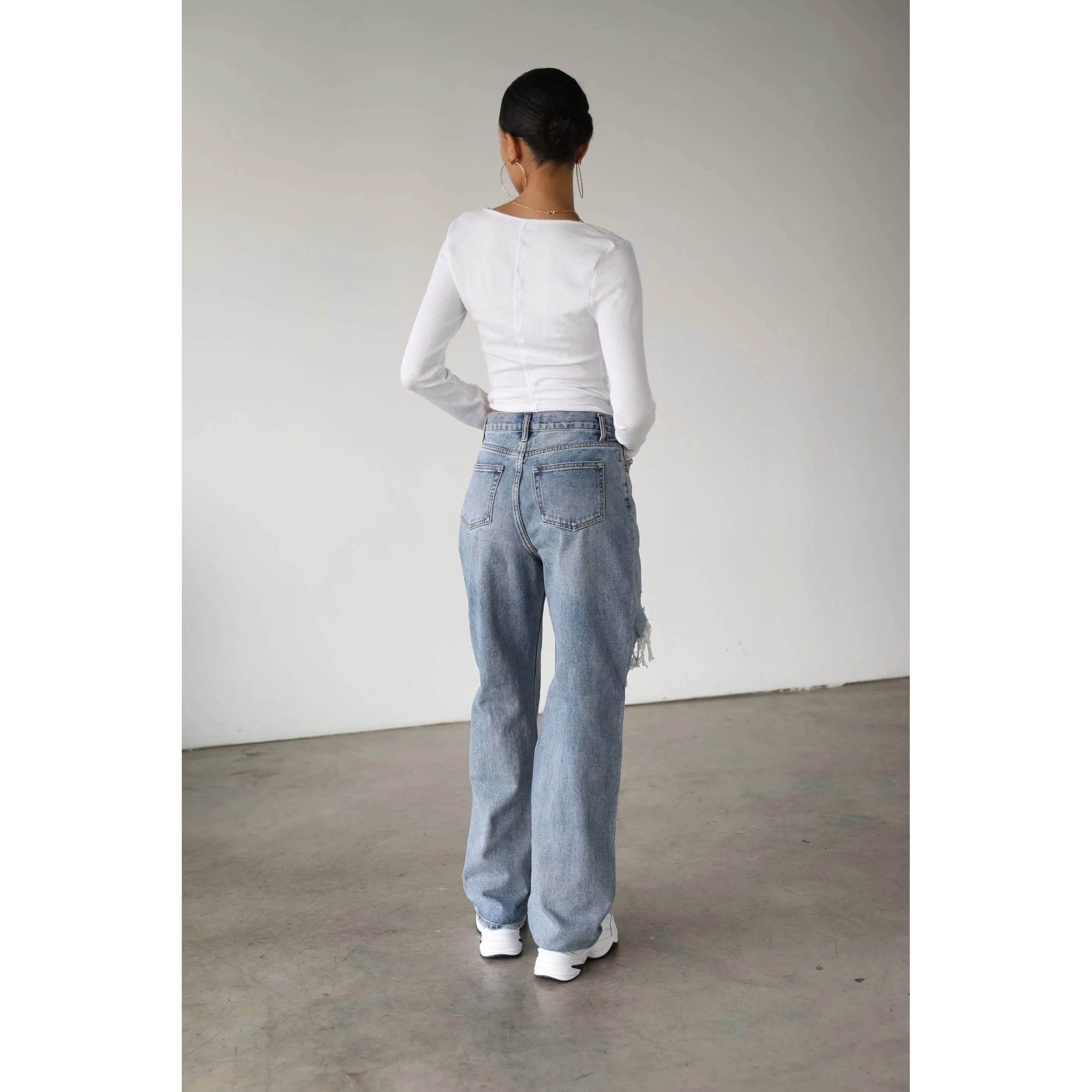 High Rise Straight Wide Leg Denim Jeans- 7112