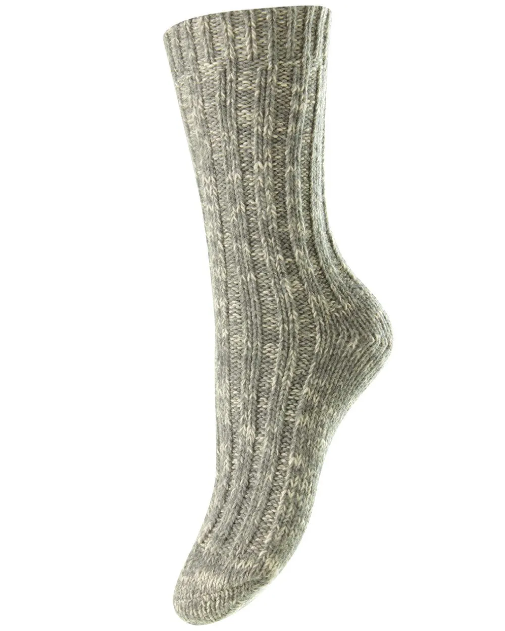 HJ Hall Womens Chunky Knit Wool & Cotton Blend Socks