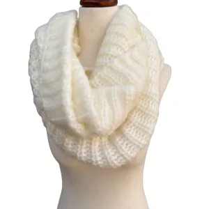 Infinity Loop Cream Shoulder Wrap Single Double Infinity Knitted Winter Scarf OS